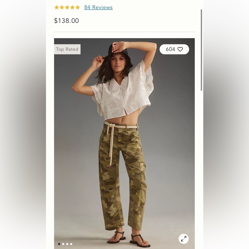 Pilcro Millie low slung barrel pants - camo size 27